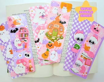 Halloween Double Sided Bookmark: Spooky Book Lover Gift, Laminated