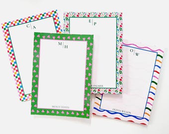 Colorful Personalized Notepad, Custom Notepad, Monogram Notepad, Gift For Her, Personalized Stationary, 5x7 notepad