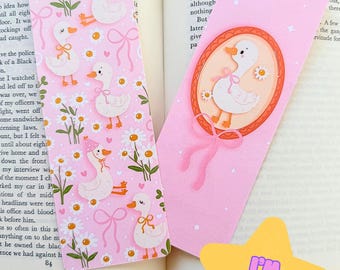 Goose Double Sided Bookmark: Laminated Cottagecore Bookish Gift