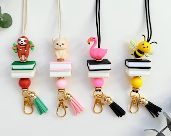 Teacher Lanyard With Badge Holder Option: Sloth, Cat, Flamingo, Bee Lanyard