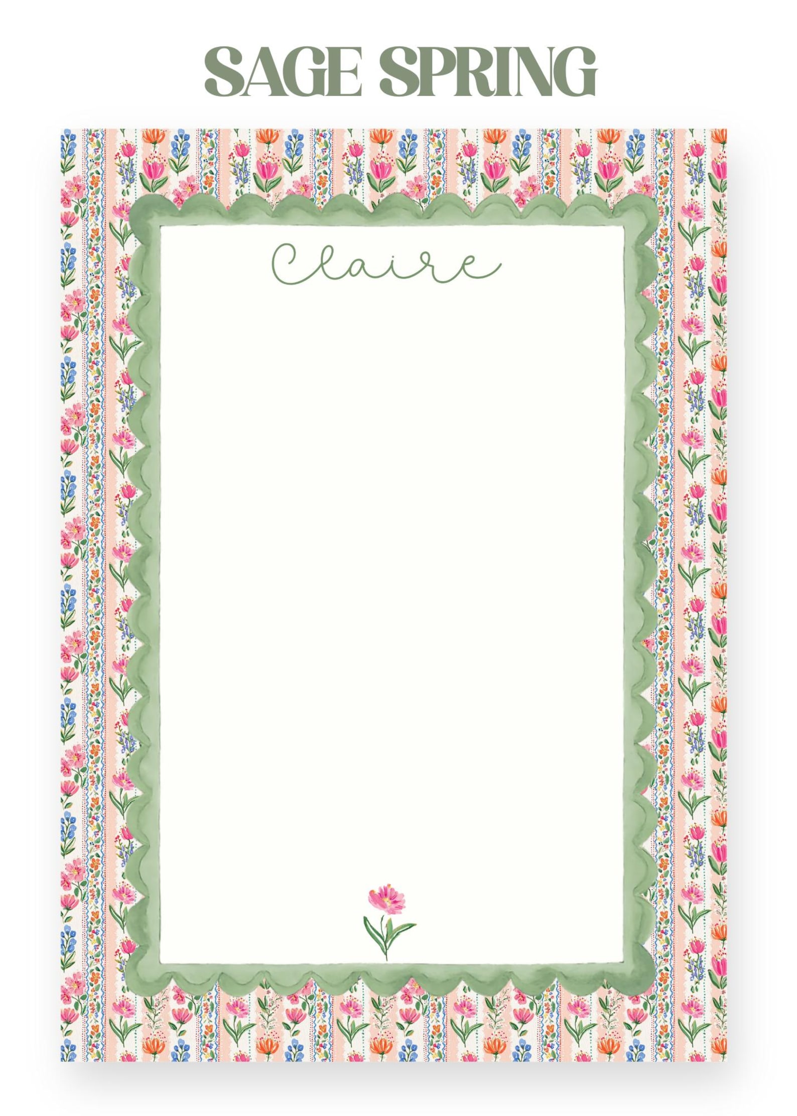 Floral Watercolor Personalized Notepad, Custom Stationery Gift, 5x7 - Etsy