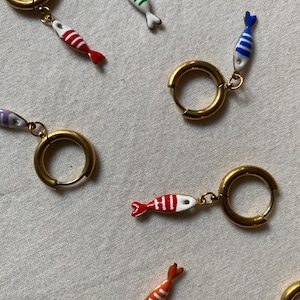 Portuguese-inspired earrings • Sardine jewellery • Nature inspired • Gold earrings • Gift for her