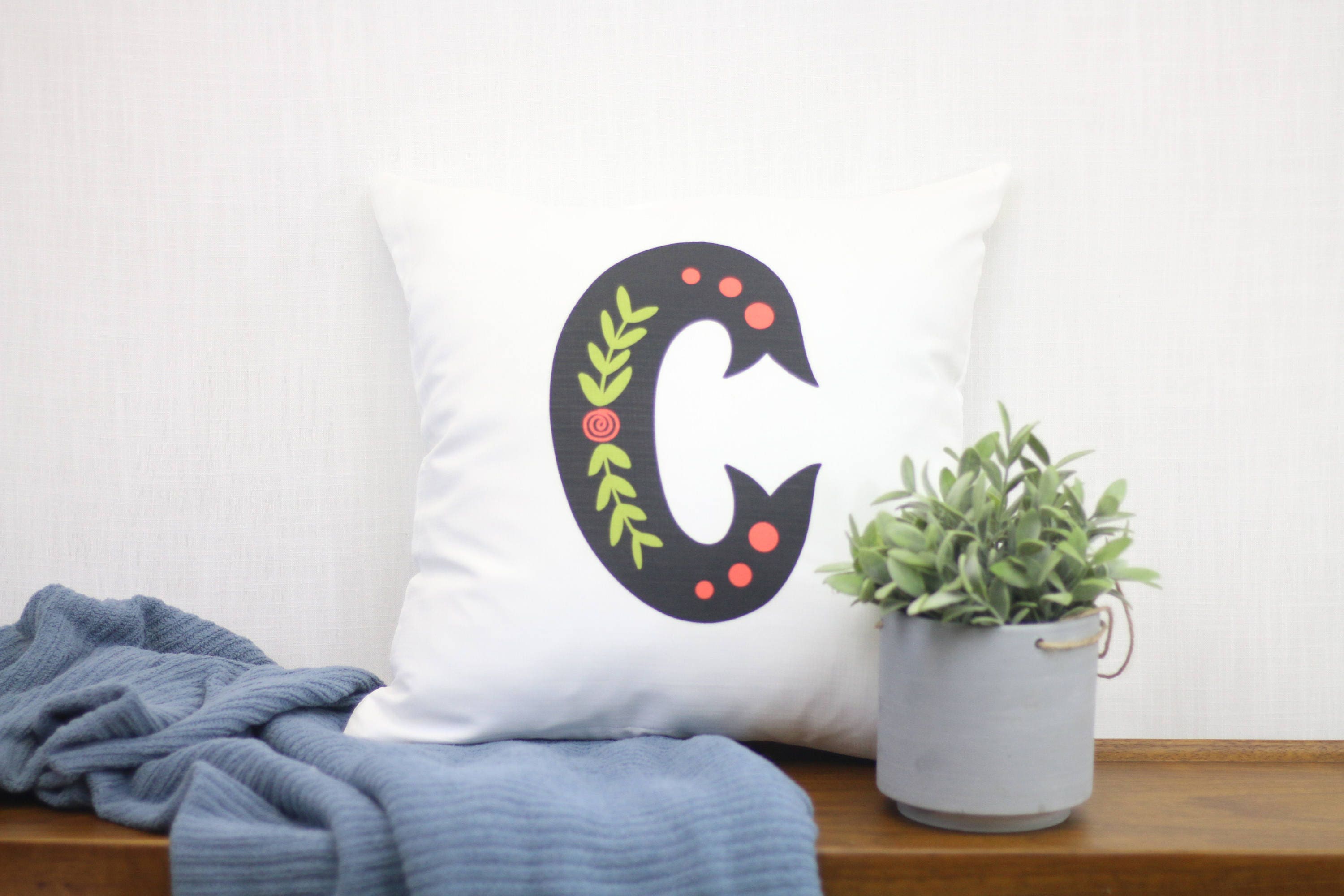 Custom Monogram Pillow Cotton Anniversary Symbol Pillow Etsy