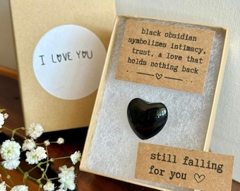 Black Obsidian Crystal, Anniversary Gift for Him, Penguin Pebble