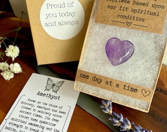 Amethyst Sobriety Gift Box: Clean and Sober Recovery Gift, AA Crystal