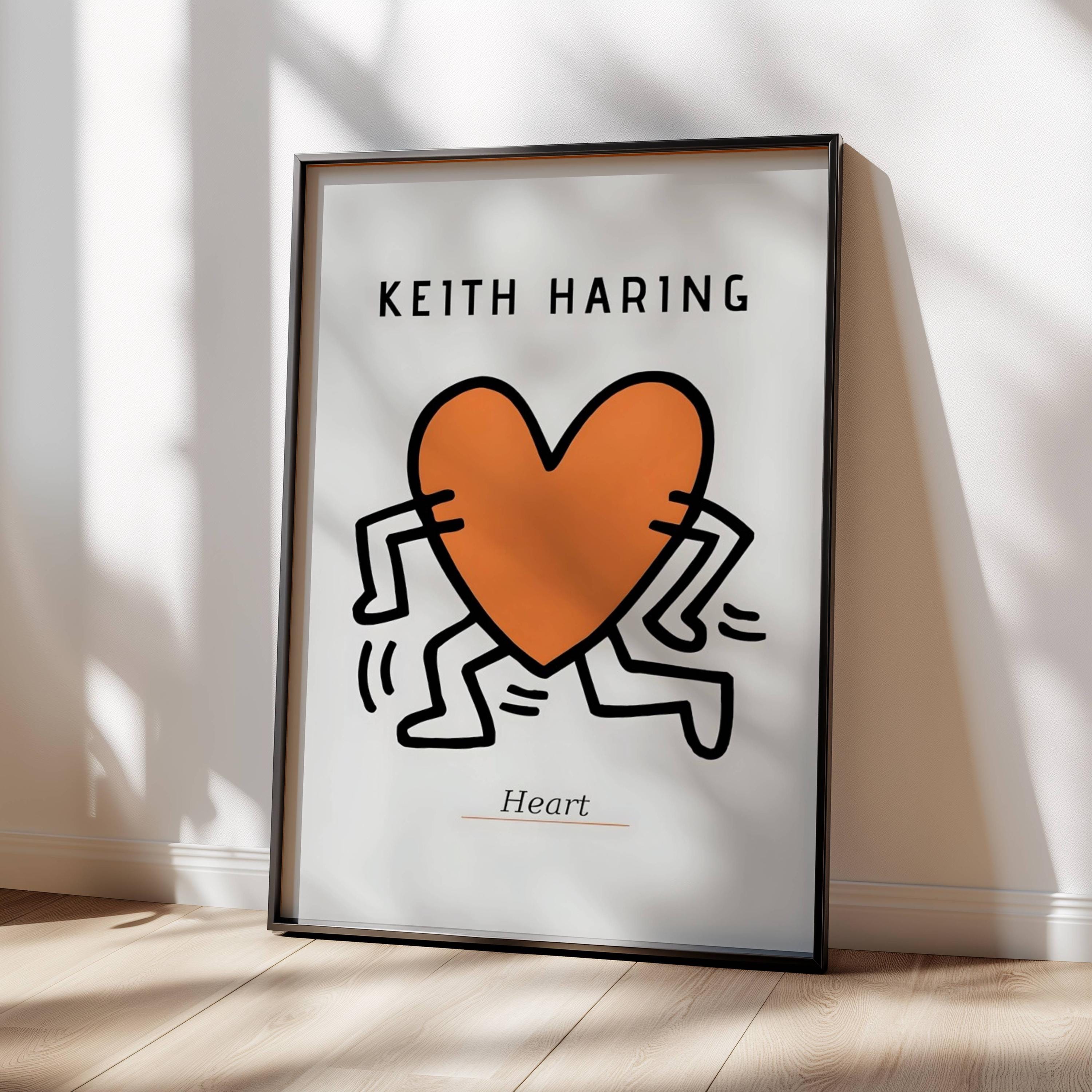 Keith Haring Vintage Retro Pop Art Print Orange Maximalist Decor Poster ...