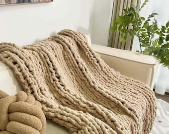 チャンキーニットシェニールスローブランケット：柔らかく心地よいアクセント - 40x40