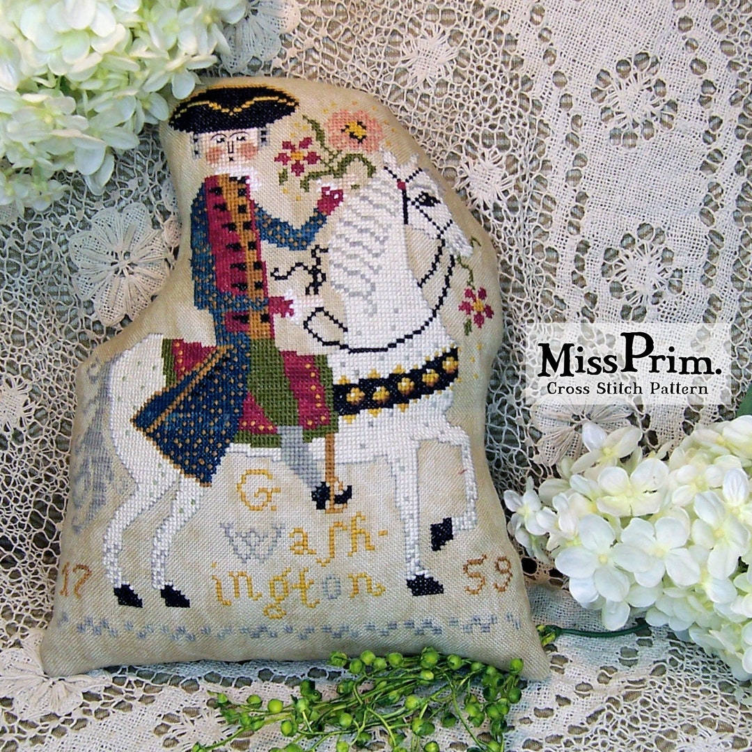 Washington July 4th Cross Stitch Americana Fraktur Cross Stitch