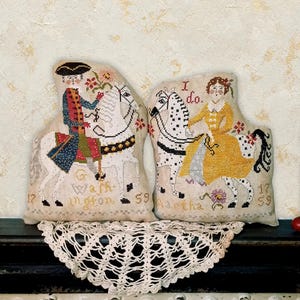 George & Martha Washington On Horse, PDF Cross Stitch Pattern Set - Beginner Patriotic Sampler - 250th Anniversary Keepsake, Miss Prim MP102
