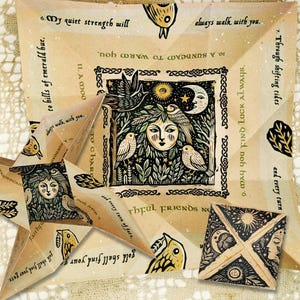 印刷可能なアイルランドの祝福ポケットハグ - 秘密のメッセージ入りボヘミアンウィッカパズル財布カード - CS147 PP