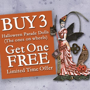 Victorian Steampunk Halloween Centerpiece Decorations Or 3D Greeting Cards - Paper Doll - Printable Paper Puppets, Halloween Journal Clipart