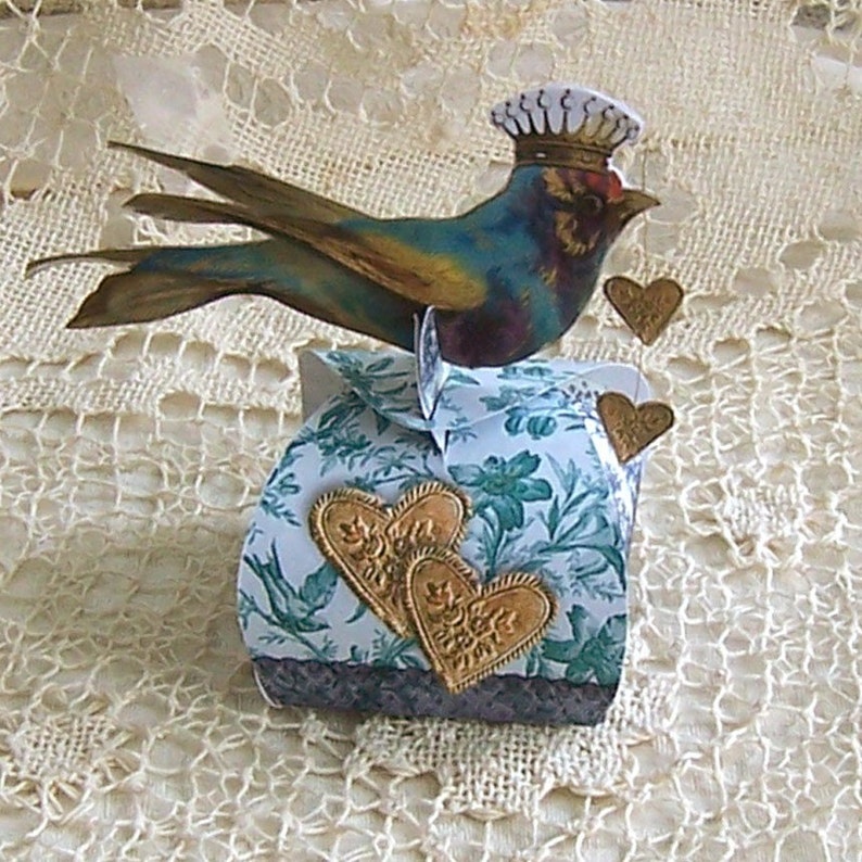 Wedding Favor Box Gift Tags or Cupcake Topper Altered Art Etsy