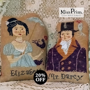 Pride and Prejudice Cross Stitch Pattern – Mr. Darcy & Elizabeth Bennet Pillow Set (PDF) MP100