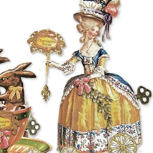 Marie Antoinette Easter PDF Paper Doll Set - Whimsical Chocolatier & Bunnies In Teacup - Coquette Core Spring Teatime Table Decor MA15E image 2