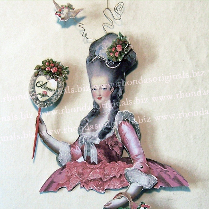 Valentine Paper Doll -  French Valentine - Articulated Doll - Hanging Paper Doll - Marie Antoinette Doll, Digital PDF CS24V