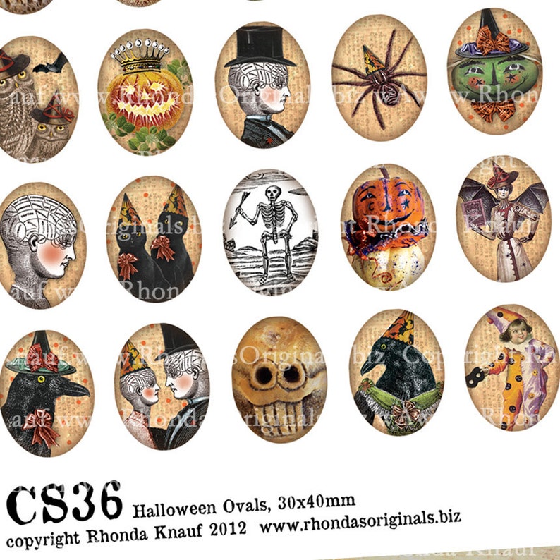 Halloween Oval Images 30x40 mm Graphics Digital Download For Pendants, Jewelry Making, Crafts, Collage, Decorations CS36H image 3