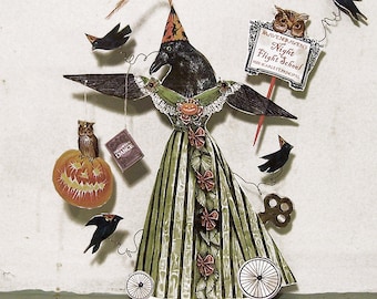 Halloween Crow Articulated Paper Doll - Halloween Centerpiece - Printable Halloween Ephemera - Victorian Clipart - Steampunk Clipart HP27H