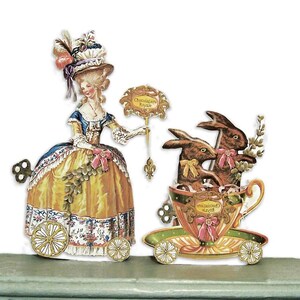 Marie Antoinette Easter PDF Paper Doll Set - Whimsical Chocolatier & Bunnies In Teacup - Coquette Core Spring Teatime Table Decor MA15E image 4