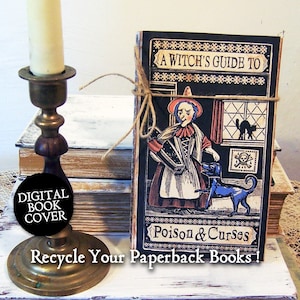 Witch Clipart - Witchcraft Book - Digital Download Childrens Book Cover Or Junk Journal Images  CS92 BS