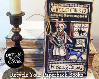 Witch Clipart - Witchcraft Book - Digital Download Childrens Book Cover Or Junk Journal Images  CS92 HP