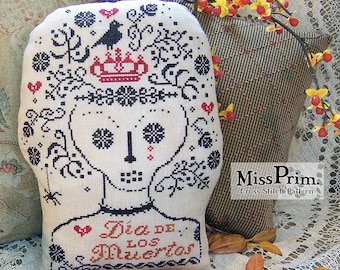 Patrón de punto de cruz de calavera de azúcar del Día de los Muertos – Miss Prim (PDF)