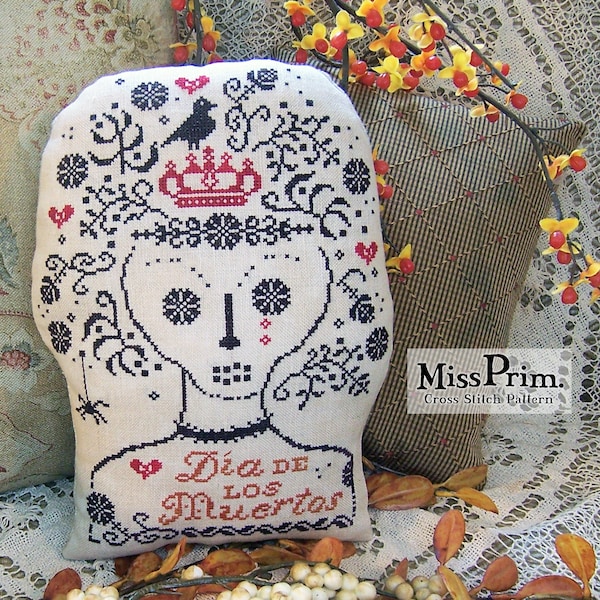 Skull PDF Cross Stitch Pattern - "Dia De Los Muertos" Cross Stitch Pattern - Sugar Skull Decor - Skull Decoration - Miss Prim MP19