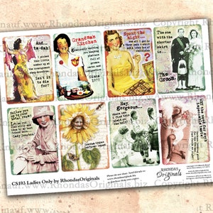 Printable Sassy Sayings Digital Download Collage Sheet - Funny Phrases For Junk Journals, Scrapbook, Card Making CS103