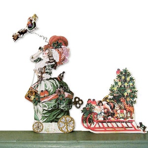Digitale Weihnachtspapierpuppe Dekorationen oder 3D Weihnachtsgrußkarte, SOFORT Download, Marie Antoinette Lady und Santa MA23X
