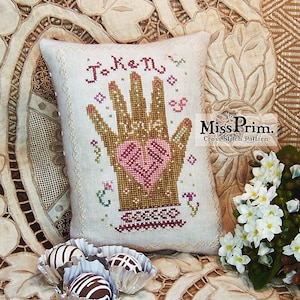 Patrón de punto de cruz para San Valentín - Boda, Día de la Madre, Muestra de amor - Gráfico de punto de cruz contado con corazón en mano - PDF de Miss Prim MP10