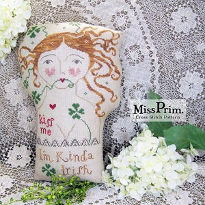 Irische Puppe - St. Patricks Day - Kiss Me Love Kreuzstich - Lady Luck Kreuzstichpuppe - Lustiger Kreuzstich PDF - Miss Prim MP40
