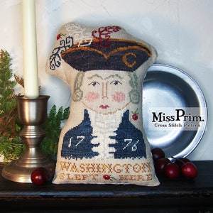 Washington dormit ici carte PDF au point de croix - décoration patriotique - Americana numérique PDF - modèle de point de croix poupée - Miss Prim MP13