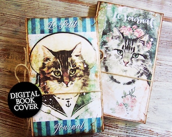 Digital Book Covers -  Cat Clipart - Digital Collage - Digital Ephemera Kit - Digital Download CS115 BS