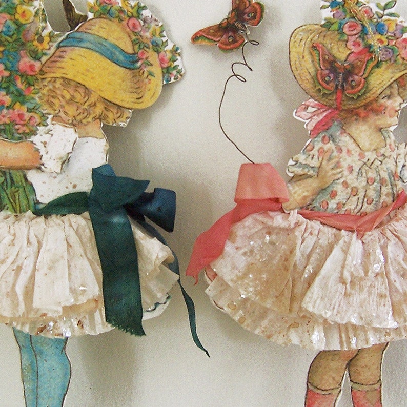 DIY Easter Gift Tags Digital Paper Dolls Flower Girl Etsy