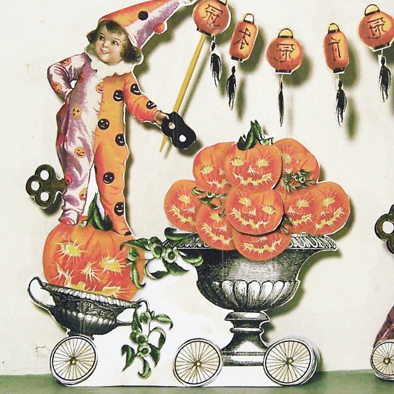 Halloween Vintage Printable Paper Dolls Paperdolls Steampunk Digital Clipart Pumpkins Retro Halloween Clown HP29 H image 3