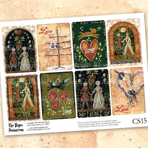 INSTANT Download - Valentine ATC Aceo Size - Love Wedding Anniversary Bird Chipmunk Skunk Vintage Collage Sheet CS15