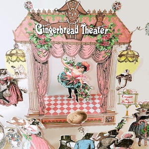 Teatro de papel de jengibre navideño: carroza 3D imprimible, artistas y público (descarga digital) CS75 PT