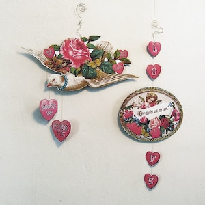 PDF Valentines Day - Victorian Bird Image - Classroom Valentines - Hanging Paper Hearts - Victorian Digitals - Victorian Download -  CS68V