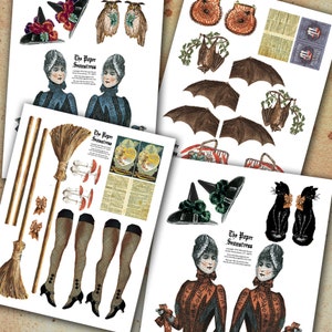 Halloween Witch Clipart - Victorian Paper Doll - Halloween DIY Paper ...