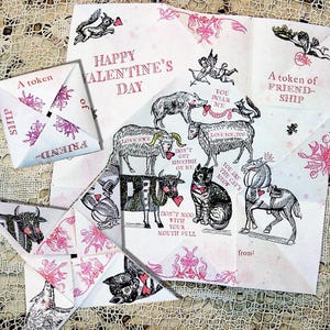Animal Valentine Card - Funny Kids Printable Origami Puzzle Purse (Digital Download)  CS128 PP