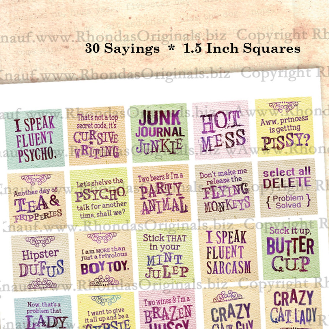 Printable Sassy Sayings Digital Download Collage Sheet Funny - Etsy
