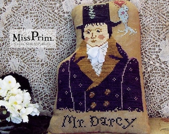 Mr. Darcy Cross Stitch PDF Pillow Pattern - Jane Austen Cross Stitch Doll - Pride And Prejudice Gift, Digital X-Stitch MP23