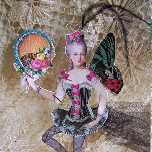 Digital Marie Antoinette Burlesque Dancer Paper Doll INSTANT DOWNLOAD Altered Art Black Corset Butterfly Cabaret Girl CS20M image 2