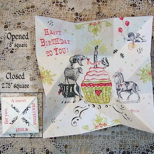 Cartão de aniversário infantil - Aniversário de professor, aluno, sala de aula - DIY Origami PDF - Cartão de aniversário para impressão engraçado - Bolsa de quebra-cabeça, envelope CS129
