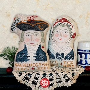 George & Martha Washington - PDF Patriotic Cross Stitch Pattern Set - Americana Beginner Sampler - 250th Anniversary, Miss Prim MP103