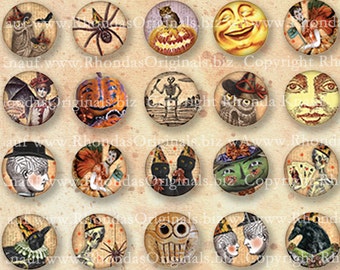 Halloween Bottlecap Images - 1 Inch Circles - INSTANT Digital Download Collage Sheet - Jewelry Making And  Paper Crafts CS34H