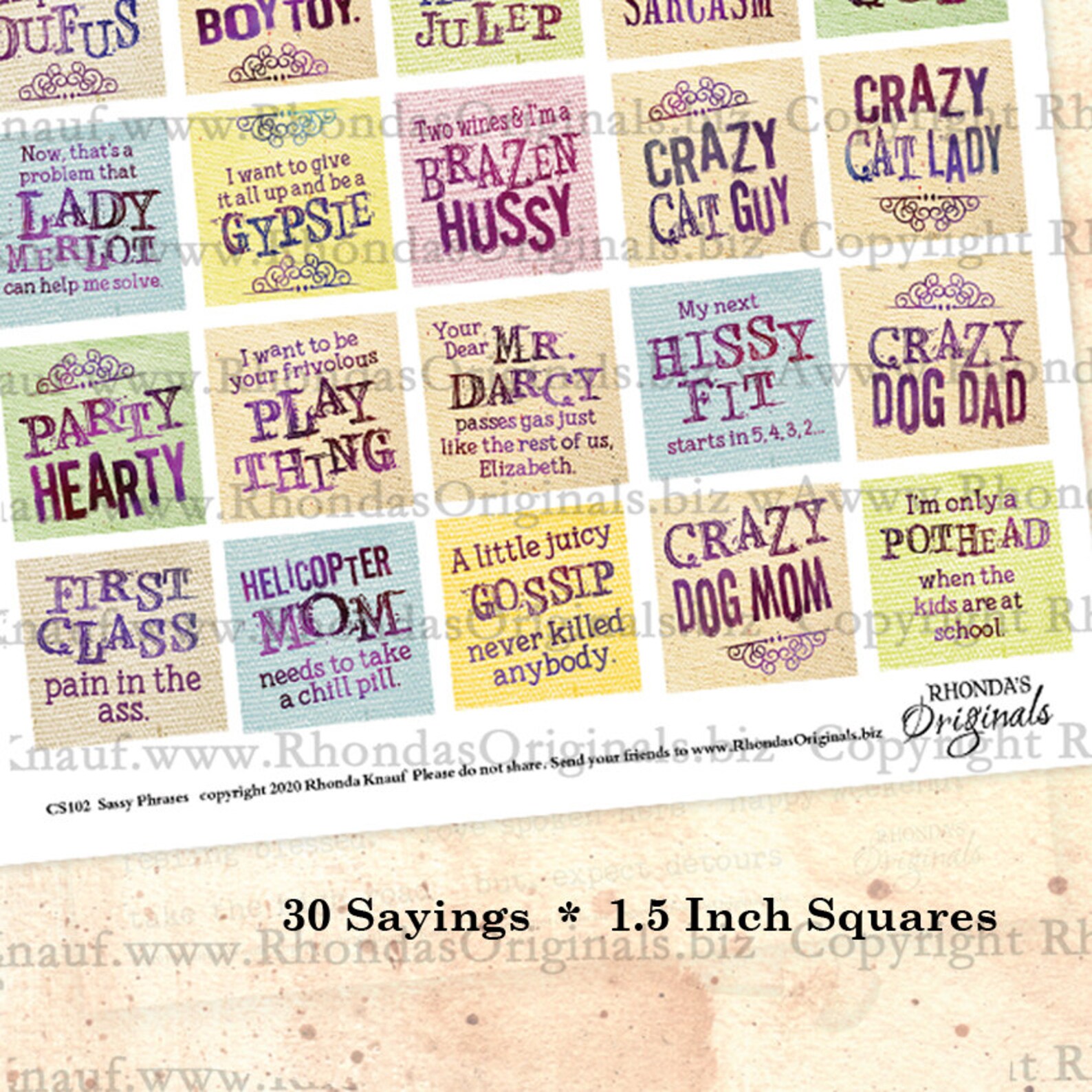 Printable Sassy Sayings Digital Download Collage Sheet Funny | Etsy