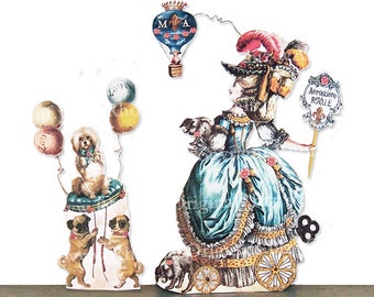 Balloon Clip Art - Pug Clipart - Marie Antoinette Articulated Paper Doll MA10M