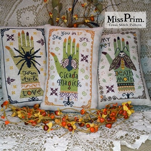 Cicada Halloween Cross Stitch Pattern, Insect Cross Stitch Pillow Pattern Digital X-stitch PDF Chart, Easy Xstitch Pattern, Miss Prim MP51 image 7