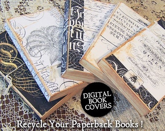 Coffee Table Decor - Rustic Books For Home Decor Or Junk Journal Printable Download - Book Stack Calligraphy Bundle, Set of 5  - CS90BS