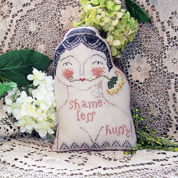 Snarky Feminist PDF Cross Stitch Pattern - 1800s Shameless Hussy Pillow Pattern - Beginner Sampler - Jane Austen Gifts - Miss Prim MP14